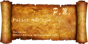 Palicz Mária névjegykártya